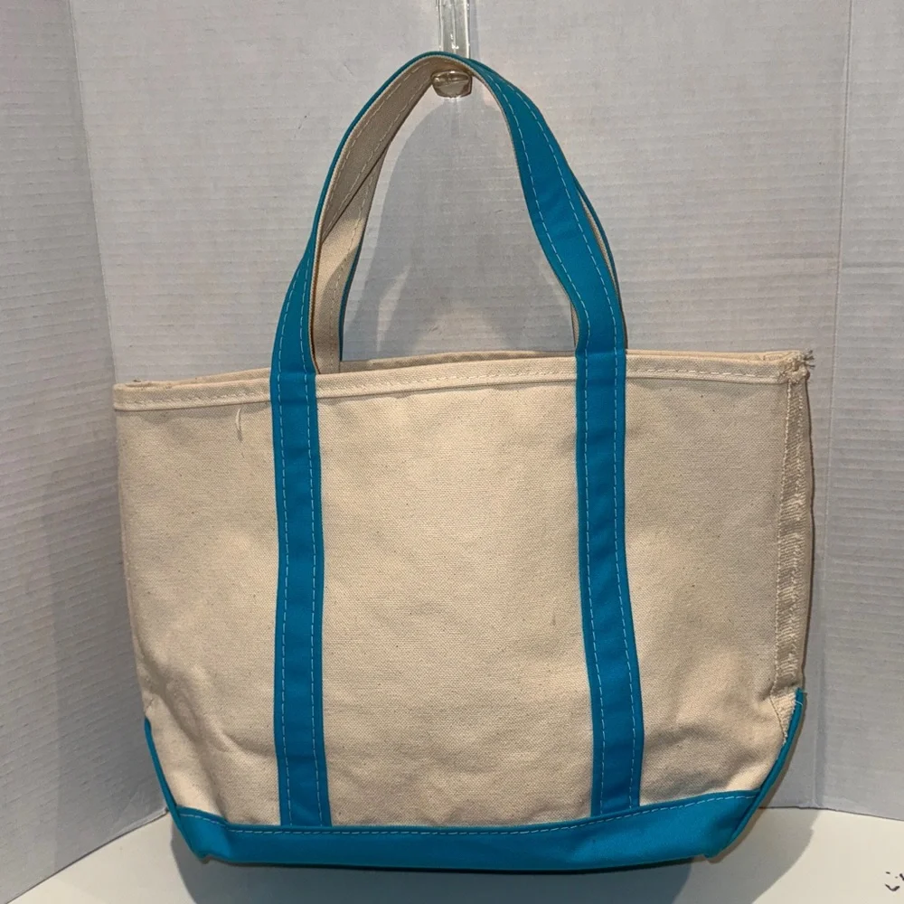 L.L. Bean Upcycled Designer Inspired Front Panel Canvas Boat Tote Bag